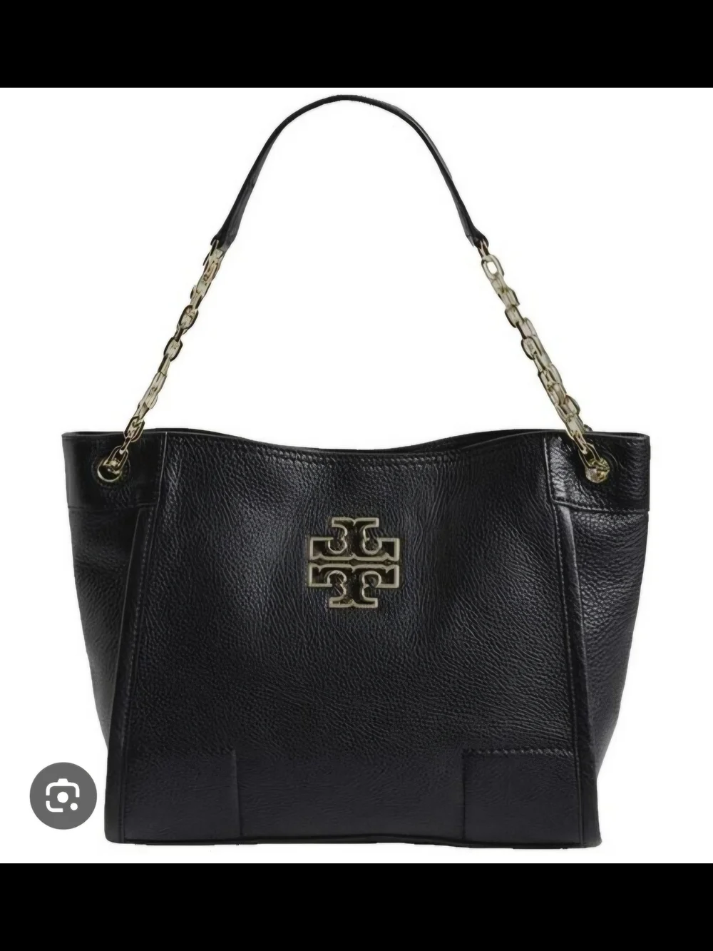 Tory Burch Black Leather Shoulder Bag with Gold Chain